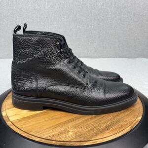 Boss Hugo Boss Boots Men's 12 (EU 45) Black Pebbled Leather Side Zip Dress